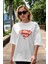 Superman Ön Baskılı Beyaz Oversize T-Shirt Bisiklet Yaka Erkek Kadın 5