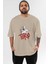 La Casa De Papel (10) Ön Baskılı Bej Oversize T-Shirt Bisiklet Yaka Pamuk Erkek Kadın 1
