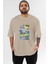 Batman (26) Ön Baskılı Bej Oversize T-Shirt Bisiklet Yaka Pamuk Erkek Kadın 1