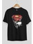Superman Ön Baskılı Siyah Oversize T-Shirt Bisiklet Yaka Erkek Kadın 2
