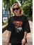 Superman Ön Baskılı Siyah Oversize T-Shirt Bisiklet Yaka Erkek Kadın 5