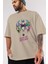 Batman Joker Ön Baskılı Bej Oversize T-Shirt Bisiklet Yaka Pamuk Erkek Kadın 3