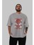 Spiderman (12) Ön Baskılı Gri Oversize T-Shirt Bisiklet Yaka Pamuk Erkek Kadın 5