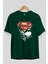 Superman Ön Baskılı Zümrüt Yeşili Oversize T-Shirt Bisiklet Yaka Pamuk Erkek Kadın 2