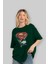 Superman Ön Baskılı Zümrüt Yeşili Oversize T-Shirt Bisiklet Yaka Pamuk Erkek Kadın 4