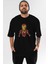 Iron Man Ön Baskılı Siyah Oversize T-Shirt Bisiklet Yaka Erkek Kadın 1