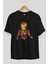 Iron Man Ön Baskılı Siyah Oversize T-Shirt Bisiklet Yaka Erkek Kadın 2