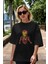 Iron Man Ön Baskılı Siyah Oversize T-Shirt Bisiklet Yaka Erkek Kadın 5