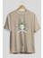 Joker (2) Ön Baskılı Bej Oversize T-Shirt Bisiklet Yaka Pamuk Erkek Kadın 2