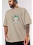 Joker (2) Ön Baskılı Bej Oversize T-Shirt Bisiklet Yaka Pamuk Erkek Kadın 3