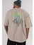 Joker (9) Arka Baskılı Bej Oversize T-Shirt Bisiklet Yaka Pamuk Erkek Kadın 5
