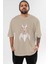Spiderman (26) Ön Baskılı Bej Oversize T-Shirt Bisiklet Yaka Pamuk Erkek Kadın 1