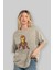 Iron Man Ön Baskılı Bej Oversize T-Shirt Bisiklet Yaka Pamuk Erkek Kadın 4