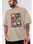 Friends Avenger Ön Baskılı Bej Oversize T-Shirt Bisiklet Yaka Pamuk Erkek Kadın 3