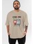 La Casa De Papel (4) Ön Baskılı Bej Oversize T-Shirt Bisiklet Yaka Pamuk Erkek Kadın 1