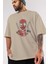 Deadpool (4) Ön Baskılı Bej Oversize T-Shirt Bisiklet Yaka Pamuk Erkek Kadın 3