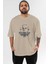 Batman (22) Ön Baskılı Bej Oversize T-Shirt Bisiklet Yaka Pamuk Erkek Kadın 1