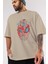 Spiderman (21) Ön Baskılı Bej Oversize T-Shirt Bisiklet Yaka Pamuk Erkek Kadın 3