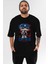 Captain America Ön Baskılı Siyah Oversize T-Shirt Bisiklet Yaka Erkek Kadın 1