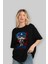 Captain America Ön Baskılı Siyah Oversize T-Shirt Bisiklet Yaka Erkek Kadın 4