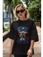 Captain America Ön Baskılı Siyah Oversize T-Shirt Bisiklet Yaka Erkek Kadın 5