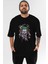 Joker Ön Baskılı Siyah Oversize T-Shirt Bisiklet Yaka Erkek Kadın 1