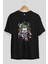 Joker Ön Baskılı Siyah Oversize T-Shirt Bisiklet Yaka Erkek Kadın 2