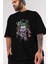 Joker Ön Baskılı Siyah Oversize T-Shirt Bisiklet Yaka Erkek Kadın 3