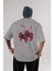 Squid Game (6) Arka Baskılı Gri Oversize T-Shirt Bisiklet Yaka Pamuk Erkek Kadın 1