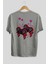 Squid Game (6) Arka Baskılı Gri Oversize T-Shirt Bisiklet Yaka Pamuk Erkek Kadın 2