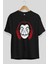 La Casa De Papel (8) Ön Baskılı Siyah Oversize T-Shirt Bisiklet Yaka Erkek Kadın 2