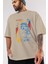 Star Wars Ön Baskılı Bej Oversize T-Shirt Bisiklet Yaka Pamuk Erkek Kadın 3
