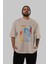Star Wars Ön Baskılı Bej Oversize T-Shirt Bisiklet Yaka Pamuk Erkek Kadın 5