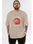 Jurassic Park (3) Ön Baskılı Bej Oversize T-Shirt Bisiklet Yaka Pamuk Erkek Kadın 1