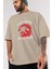 Jurassic Park (3) Ön Baskılı Bej Oversize T-Shirt Bisiklet Yaka Pamuk Erkek Kadın 3