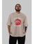 Jurassic Park (3) Ön Baskılı Bej Oversize T-Shirt Bisiklet Yaka Pamuk Erkek Kadın 5