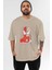 Spiderman Venom Ön Baskılı Bej Oversize T-Shirt Bisiklet Yaka Pamuk Erkek Kadın 1