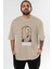 Joker (8) Ön Baskılı Bej Oversize T-Shirt Bisiklet Yaka Pamuk Erkek Kadın 1