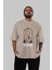 Joker (8) Ön Baskılı Bej Oversize T-Shirt Bisiklet Yaka Pamuk Erkek Kadın 5