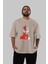 Spiderman Venom Ön Baskılı Bej Oversize T-Shirt Bisiklet Yaka Pamuk Erkek Kadın 5