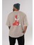 Spiderman Venom Arka Baskılı Bej Oversize T-Shirt Bisiklet Yaka Pamuk Erkek Kadın 4