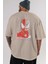 Spiderman Venom Arka Baskılı Bej Oversize T-Shirt Bisiklet Yaka Pamuk Erkek Kadın 5