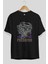 Predator Ön Baskılı Siyah Oversize T-Shirt Bisiklet Yaka Erkek Kadın 2
