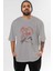 Spiderman (16) Ön Baskılı Gri Oversize T-Shirt Bisiklet Yaka Pamuk Erkek Kadın 1