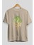 Joker (3) Ön Baskılı Bej Oversize T-Shirt Bisiklet Yaka Pamuk Erkek Kadın 2