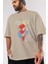 Spiderman (18) Ön Baskılı Bej Oversize T-Shirt Bisiklet Yaka Pamuk Erkek Kadın 3