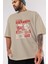 Freddy Vs Jason Ön Baskılı Bej Oversize T-Shirt Bisiklet Yaka Pamuk Erkek Kadın 3