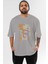 Joker (7) Ön Baskılı Gri Oversize T-Shirt Bisiklet Yaka Pamuk Erkek Kadın 1