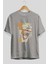 Joker (7) Ön Baskılı Gri Oversize T-Shirt Bisiklet Yaka Pamuk Erkek Kadın 2