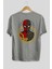 Spiderman (28) Arka Baskılı Gri Oversize T-Shirt Bisiklet Yaka Pamuk Erkek Kadın 2